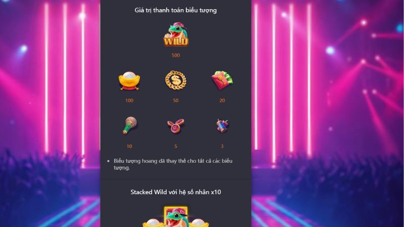 Bảng trả thưởng trong Fortune Snake rõ ràng cho từng biểu tượng