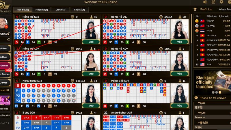 Chọn game Rồng Hổ để tham gia