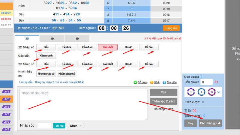 Hướng Dẫn Vào Cược 27 lô KU Siêu Nhanh, Chuẩn Xác, Xem Ngay 6 Chọn hình thức cược, nhấn xác nhận để tham gia
