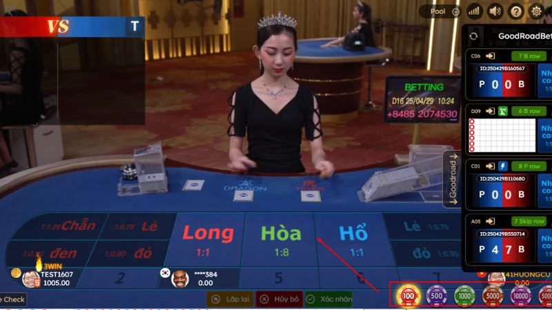 Chọn mức cược và tiến hành cược