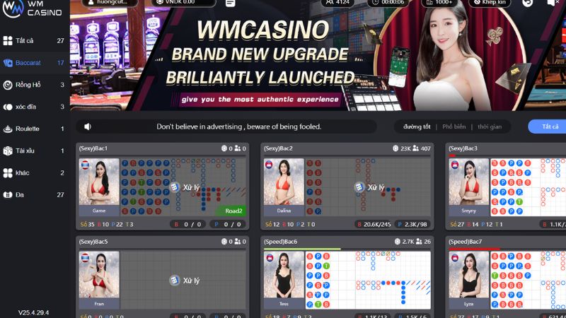 Luật Cược Baccarat Chi Tiết, Bảng Trả Thưởng Hấp Dẫn 2 Game Baccarat tại sảnh WM Casino có nhiều bàn chơi