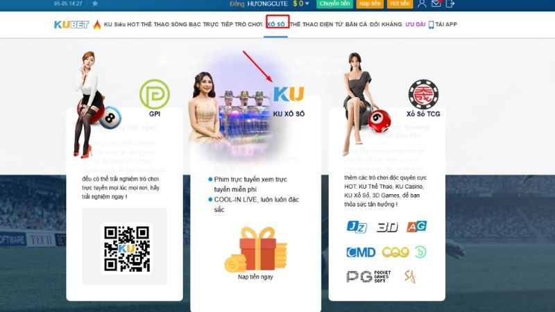 Hướng Dẫn Vào Cược Live KU Chuẩn Từng Thao Tác Với 3 Bước 3 Hướng dẫn vào cược Live KU - Truy cập vào Kubet, mục xổ số, sảnh xổ số KU