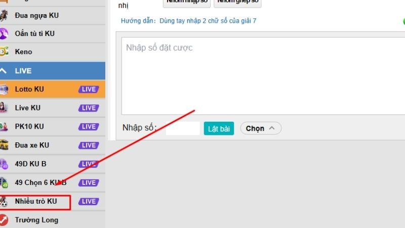 Truy cập vào nhiều trò KU để có thể tham gia cá cược không giới hạn